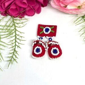 VINTAGE⚜️Handmade Native American Felt Beaded Brooch